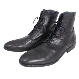 Tiger of Sweden Men Black Leather Lace-up Mid-Top Ankle Boots Size 44 EU